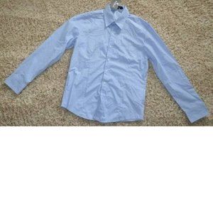 Mens Dress Shirt VSKA Senior Large Blue Button Down Slim Pocket Long Sleeve
